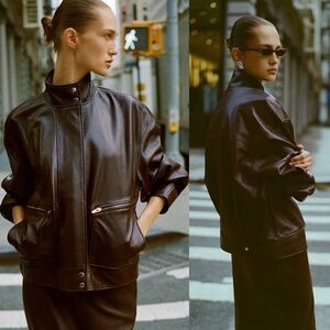 REFORMATION Veda Harrison Leather Jacket in Cocoa L